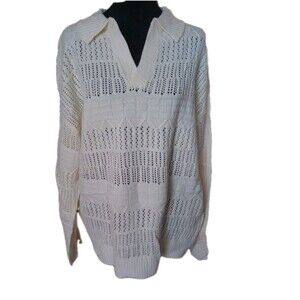 Heberton Women's M Loose Knit Pull Over Cream Sweater, NWOT